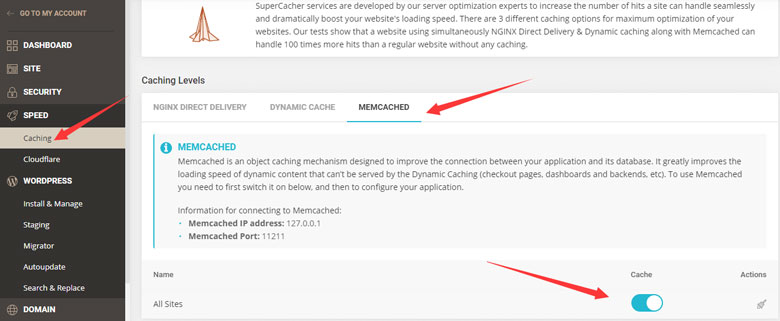 開啟Memcached