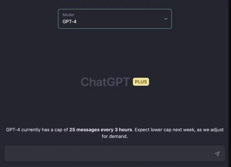 ChatGPT Plus 將 GPT-4 提問次數降至每3小時25次