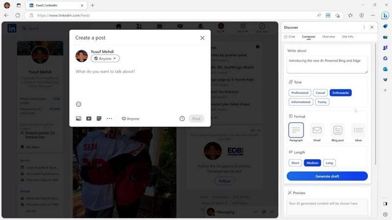 微軟推出使用升級版 ChatGPT AI 的 Bing 和 Edge 瀏覽器