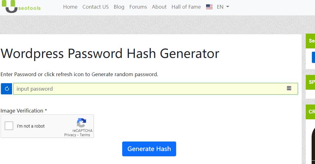 Wordpress Password Hash Generator - wordpress加密密碼字符串生成工具