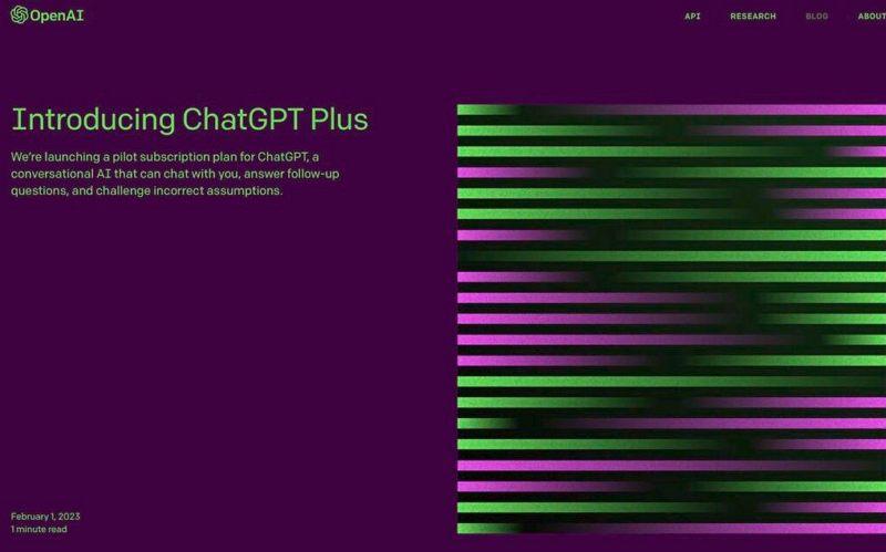 OpenAI宣布推出 ChatGPT Plus：月費(fèi)20美元