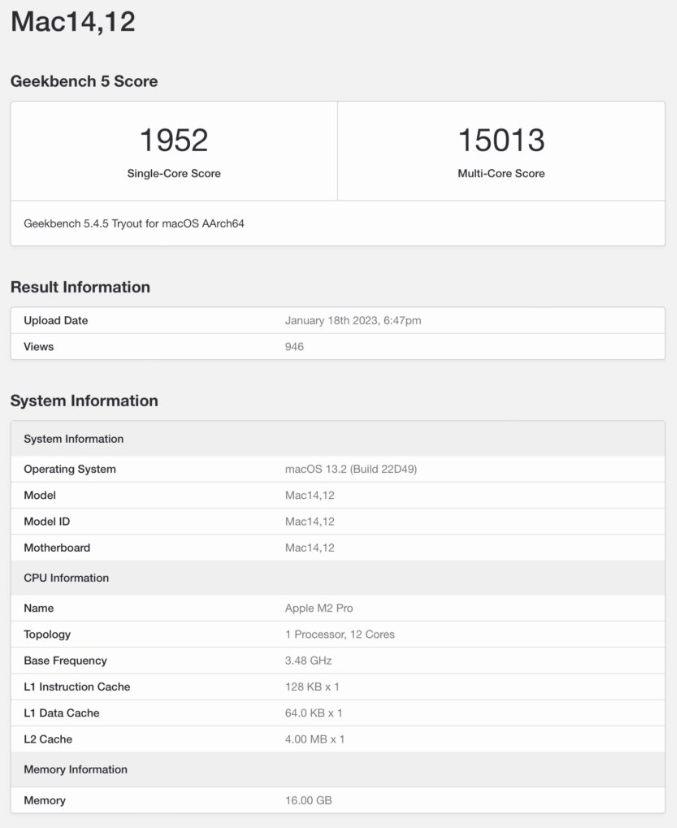 M2 Pro版 Mac mini Geekbench跑分曝光：完勝 M1 Max
