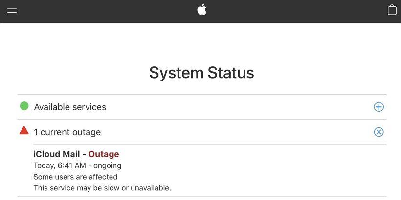 iCloud郵件服務停機導致部分使用者受影響