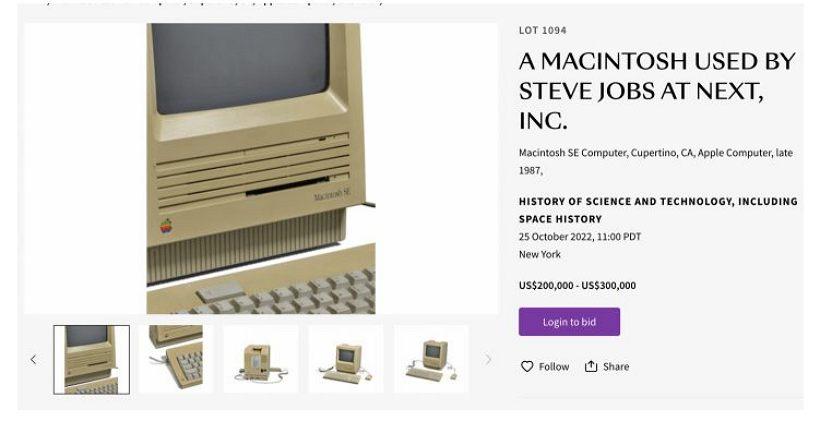 喬布斯用過的蘋果電腦NeXT Macintosh SE將拍賣：可賣超20萬美元
