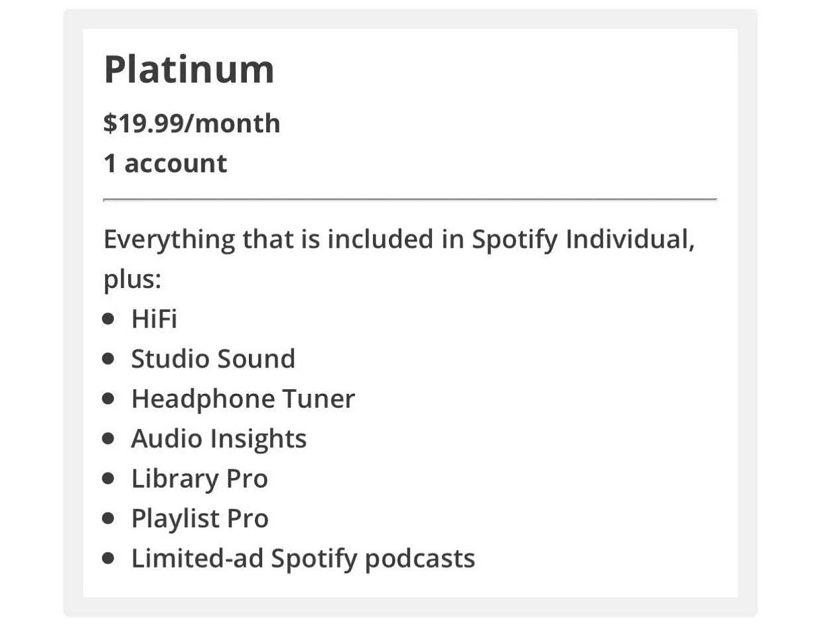 Spotify欲推Platinum版提供HiFi音質：月費或將高達19.99美元