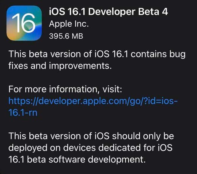 蘋果推出iOS 16.1 Developer Beta 4 及 iPadOS 16.1 Beta 5 固件