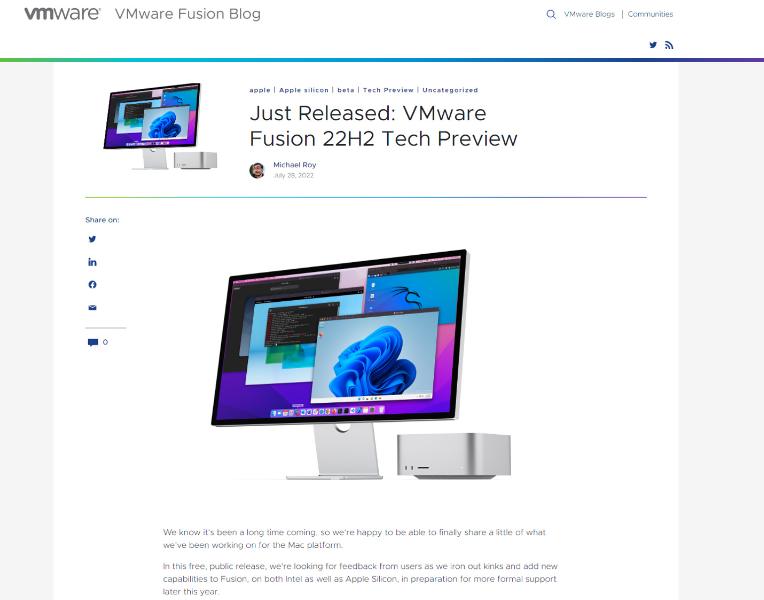 VMware Fusion讓蘋果芯片Mac運行 Windows 11