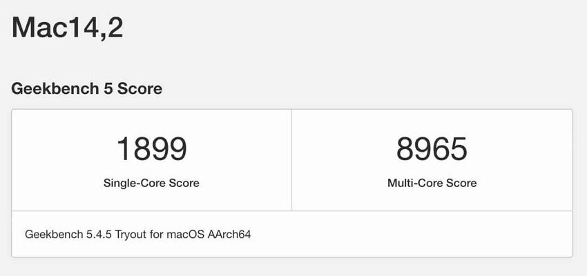 M2版MacBook Air Geekbench跑分曝光：性能跟M2版13寸MacBook Pro13相當