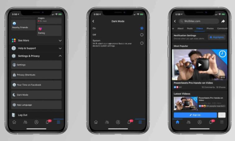 iPhone用戶反應深色模式從Facebook臉書上消失了