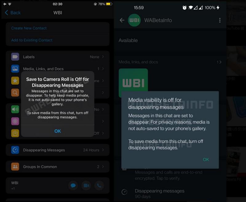WhatsApp改進自動刪除信息：照片/視頻文件不再儲存？