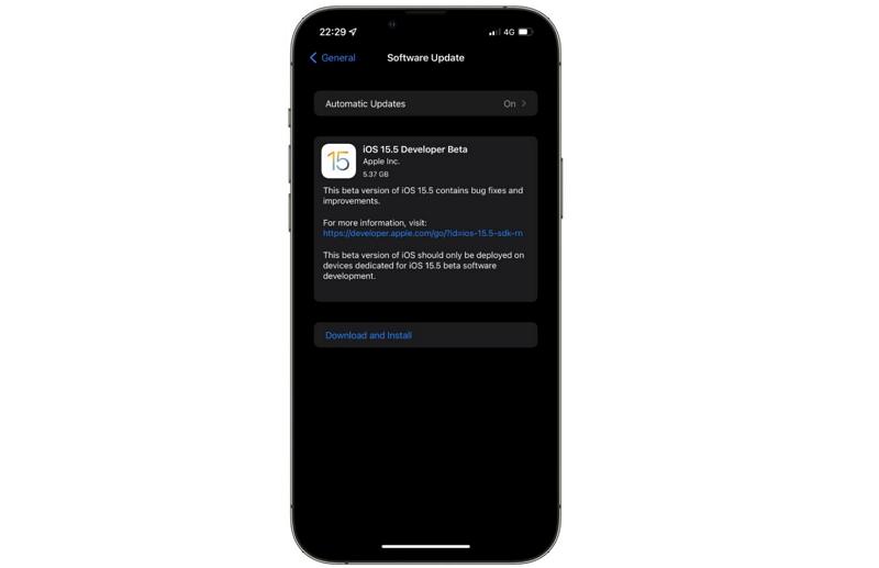 蘋果 iOS 15.5 Beta 1及 iPadOS 15.5 Beta 1 固件推出