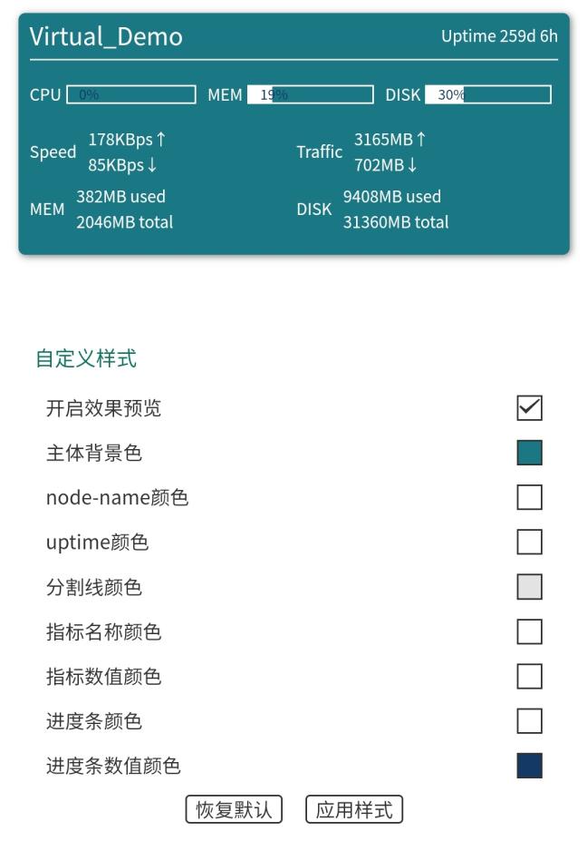 自定義主題樣式界面