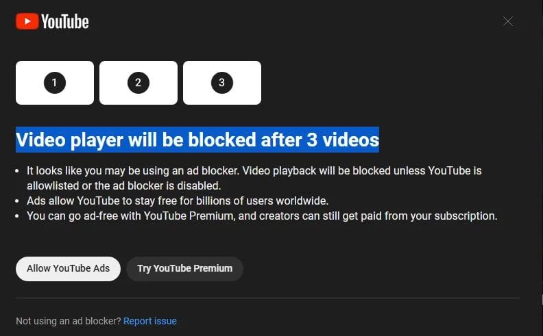 YouTube開始封鎖 Ad Blocker ：被封者只限觀看三段視頻