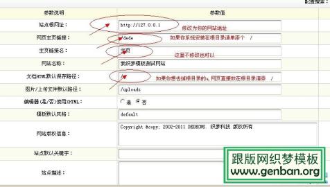 系統后臺基本參數設置