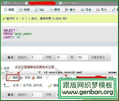 修改織夢(mèng)dedecms管理員id與密碼的方法